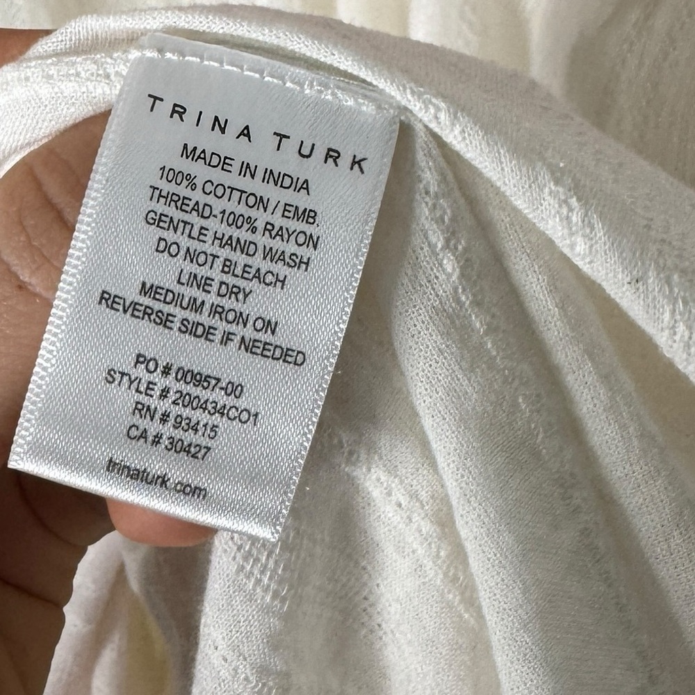 Trina Turk Mirah Embroidered White Kaftan Mini Dress - Picture 4 of 6